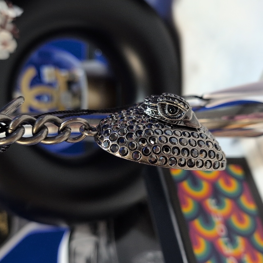 Kurt Geiger Metallic Gunmetal Keychain/ Bag Charm - Picture 3 of 5